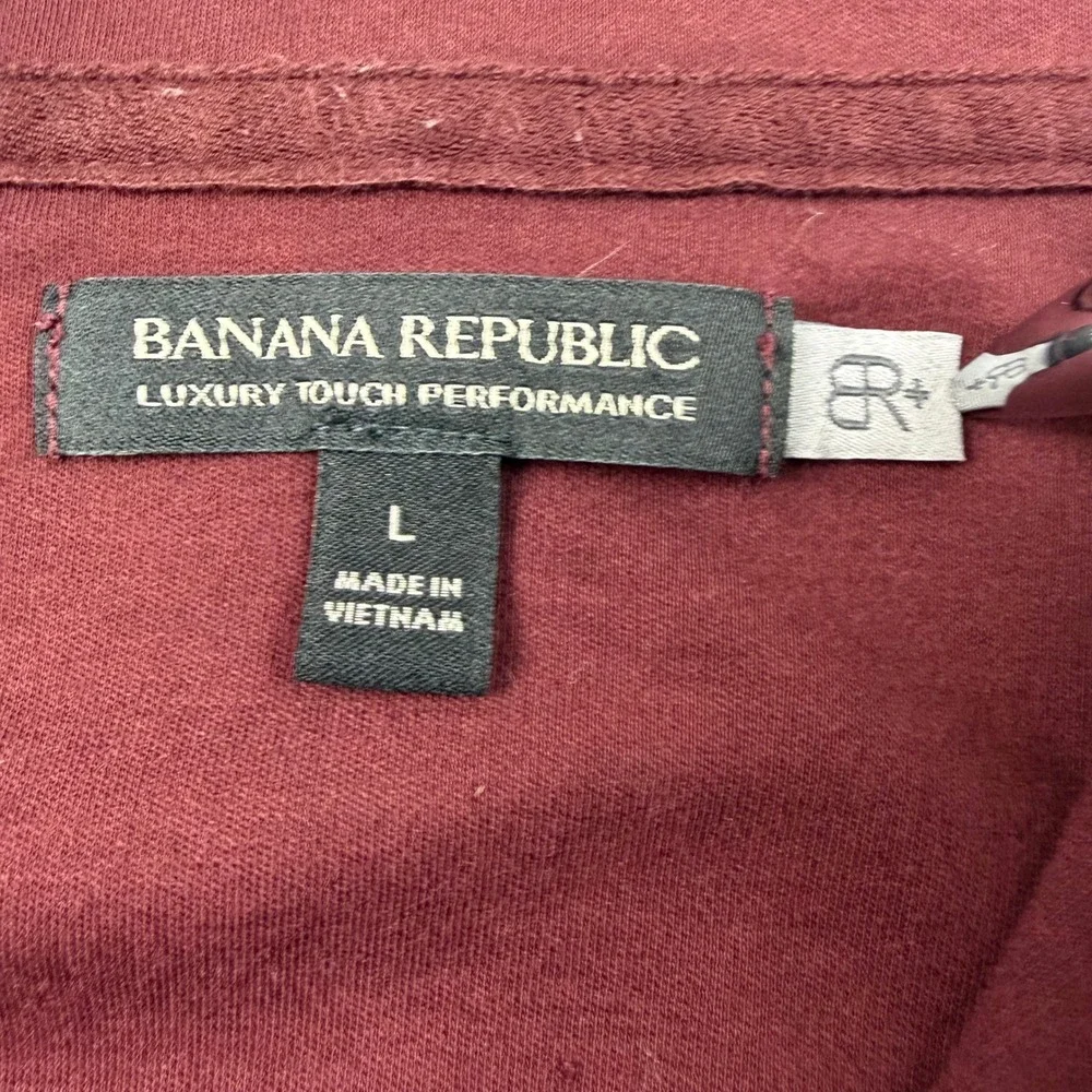 Banana Republic Luxury Touch Performance 1/4 Zip Pullover Mens L Burgundy Cotton